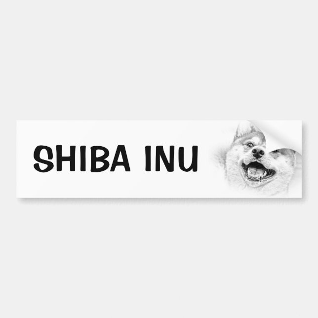 Pegatina Para Coche Perro sonriente de Shiba Inu (Frente)