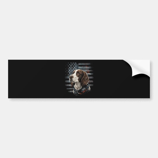 Pegatina Para Coche Perro Springer Spaniel Bandera Americana (Frente)