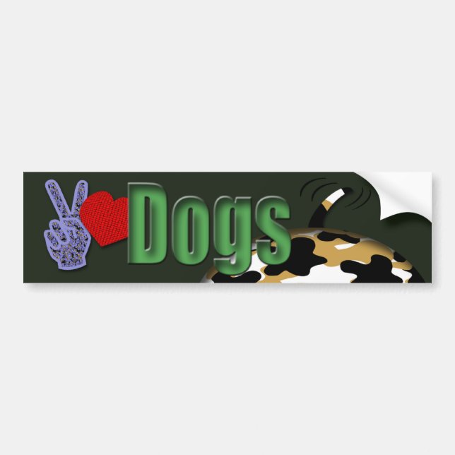 Pegatina Para Coche Perros del amor de la paz (Frente)