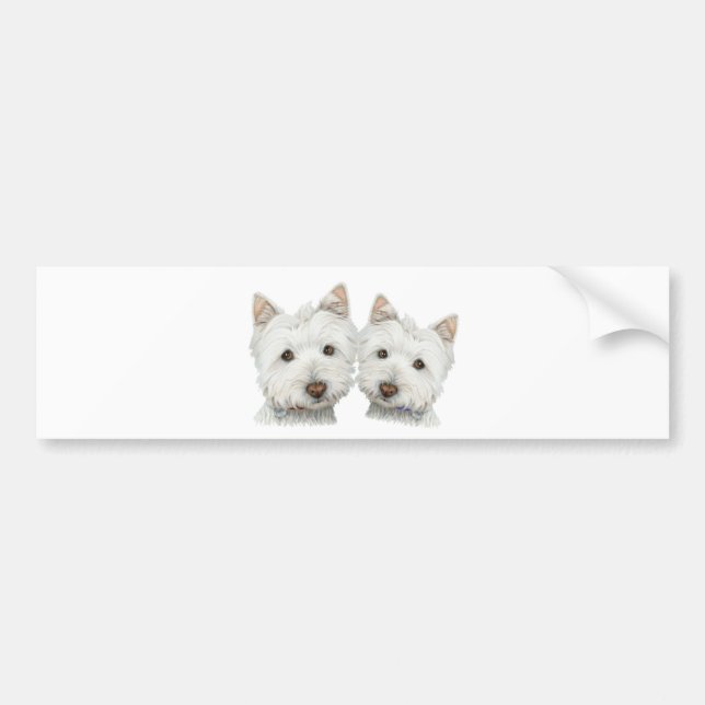 Pegatina Para Coche Perros lindos de Westie (Frente)