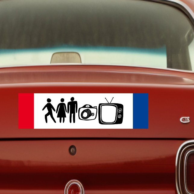 Pegatina Para Coche Persona Mujer Hombre Cámara TV (Person Woman Man Camera TV  TRUMP Bumper Sticker
)