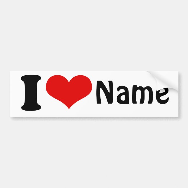 Pegatina Para Coche Personalizable Día de San Valentín Amo Personaliza (Frente)