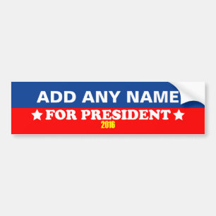 Pegatina Para Coche Personalizable su nombre para el presidente 2016