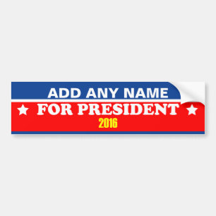 Pegatina Para Coche Personalizable su nombre para el presidente 2016