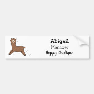 Pegatina Para Coche Personalizado de alpaca marrón feliz