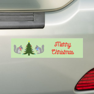 Pegatina Para Coche Personalizado de ardillas decoradoras de árbol de