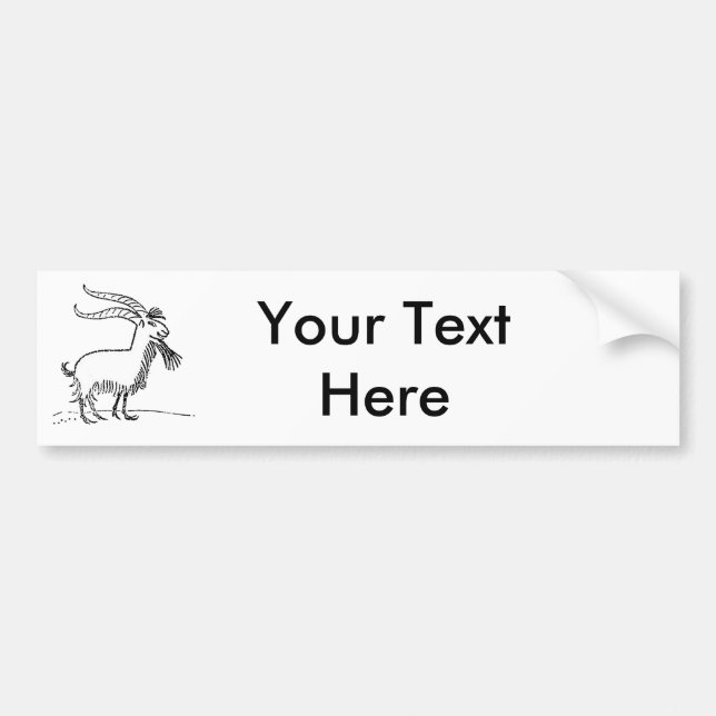 Pegatina Para Coche Personalizado de cabra sonriente blanco y negro (Frente)