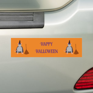 Pegatina Para Coche Personalizado de Halloween Witch Rat and Broom