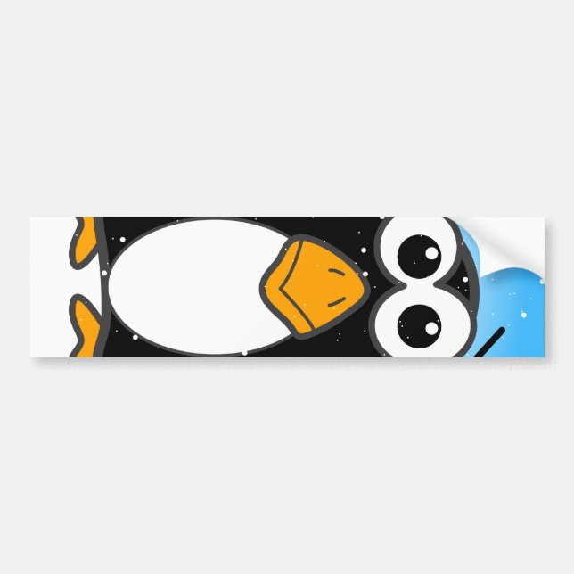 Pegatina Para Coche Personalizado pingüino lindo azul ilustrado (Frente)