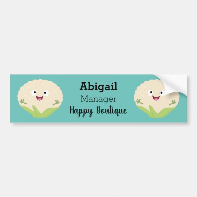 Pegatina Para Coche Personalizado vegetal de coliflor alegre y dulce (Frente)