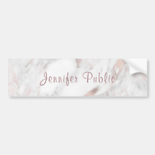 Pegatina Para Coche Personalized Rose Gold Marble Handwritten Script