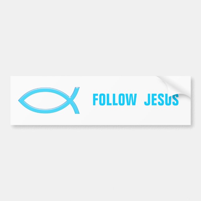 Pegatina Para Coche Pescado cristiano azul cielo | Seguir a Jesús (Frente)