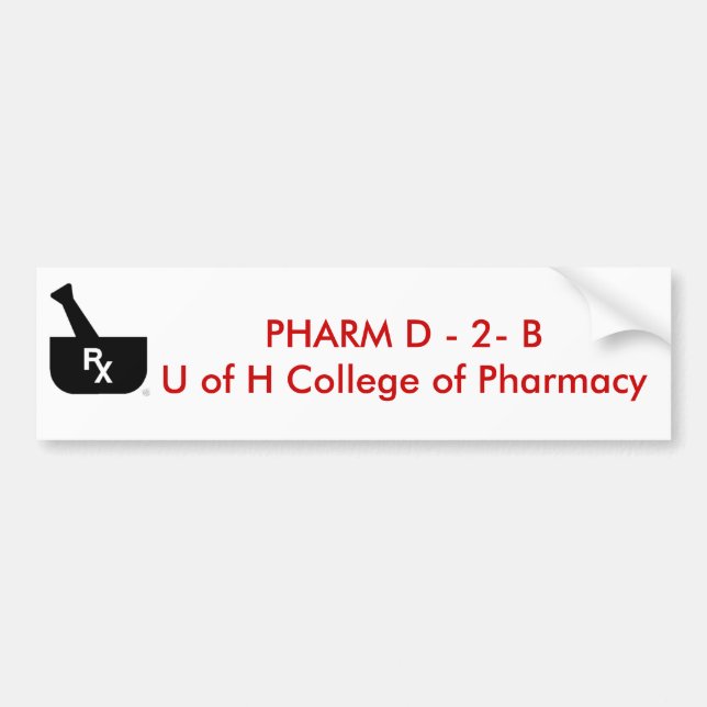 Pegatina Para Coche PHARM D - 2 - B U de la universidad de H… (Frente)