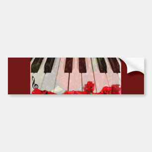 Pegatina Para Coche Piano Keys,Roses & Music Notes_