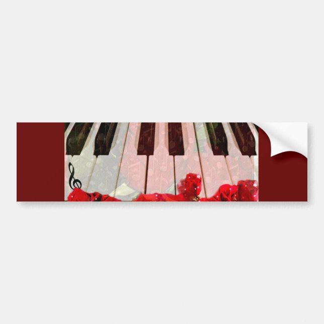 Pegatina Para Coche Piano Keys,Roses & Music Notes_ (Frente)