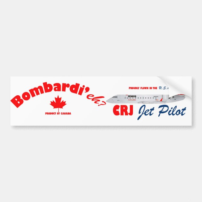 Pegatina Para Coche Piloto de jet de Bombardi'eh CRJ (Frente)