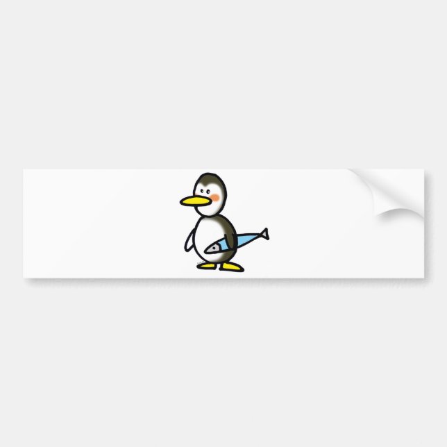 Pegatina Para Coche pingüino y pescados (Frente)