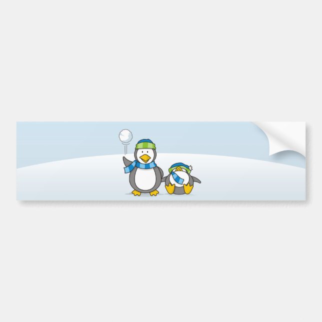 Pegatina Para Coche Pingüinos de Snowballing (Frente)