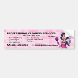 Pegatina Para Coche Pink Maid Janitorial Lady House Cleaning Service