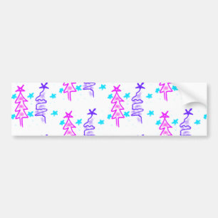 Pegatina Para Coche Pink Purple doodle christmas de árbol estrellas de