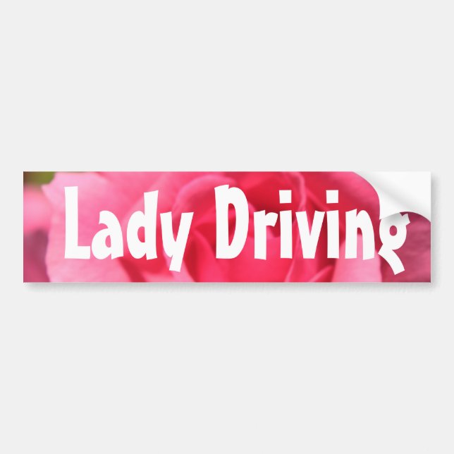 Pegatina Para Coche pink rose lady, woman driving bumper sticker (Frente)
