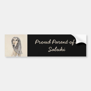 Pegatina Para Coche Pintado Saluki (Amanecer) - Arte Perro Original Cu
