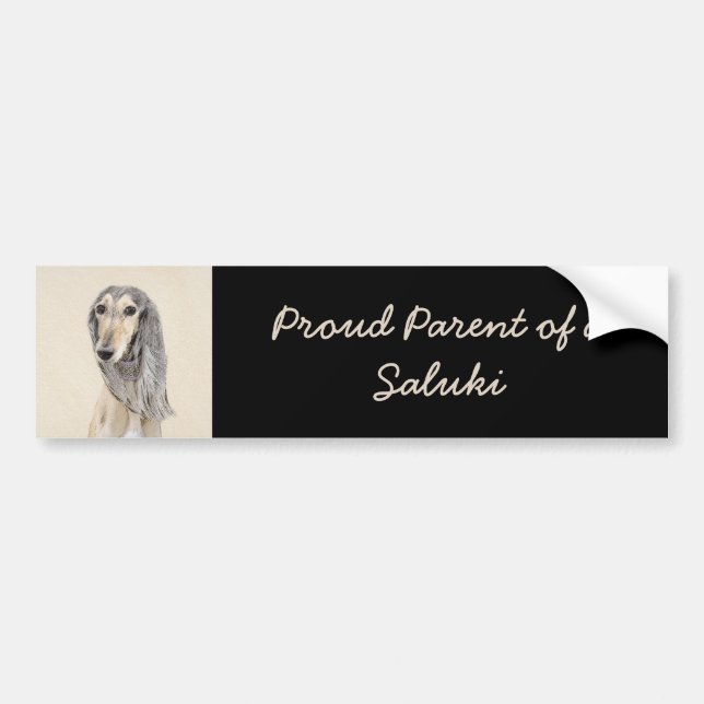 Pegatina Para Coche Pintado Saluki (Amanecer) - Arte Perro Original Cu (Frente)