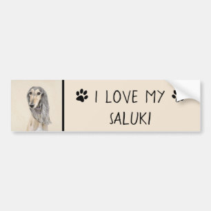 Pegatina Para Coche Pintado Saluki (Amanecer) - Arte Perro Original Cu