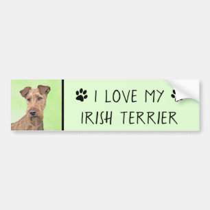 Pegatina Para Coche Pintado Terrier Irlandés - Arte de Perro Original.