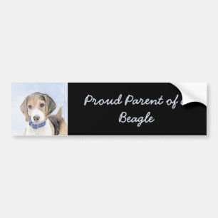 Pegatina Para Coche Pintura Beagle - Arte Perro Original Cuto