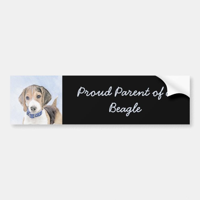 Pegatina Para Coche Pintura Beagle - Arte Perro Original Cuto (Frente)