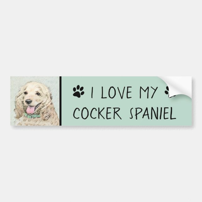 Pegatina Para Coche Pintura Buff de Cocker Spaniel - Arte Perro Origin (Frente)