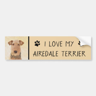 Pegatina Para Coche Pintura de Airedale Terrier - Arte original y boni