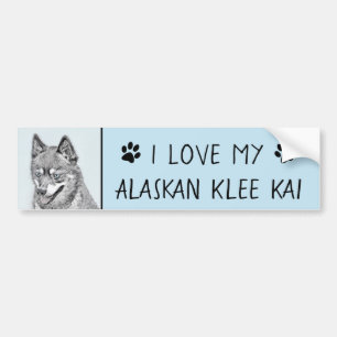 Pegatina Para Coche Pintura de Alaskan Klee Kai - Arte Perro Original.