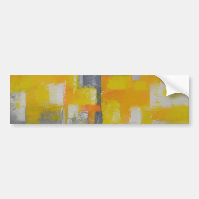 Pegatina Para Coche pintura de arte abstracto gris amarillo (Frente)