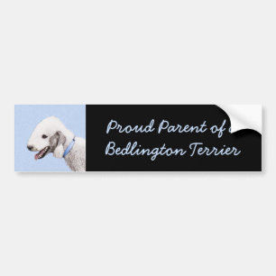 Pegatina Para Coche Pintura de Bedlington Terrier - Original Perro Art