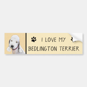 Pegatina Para Coche Pintura de Bedlington Terrier - Original Perro Art