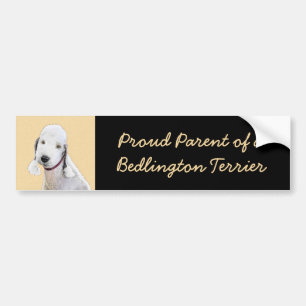 Pegatina Para Coche Pintura de Bedlington Terrier - Original Perro Art