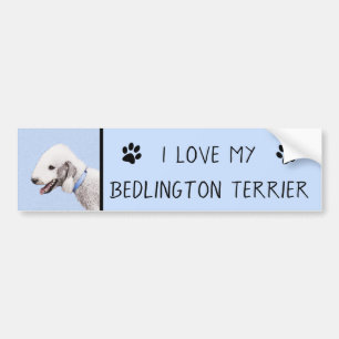Pegatina Para Coche Pintura de Bedlington Terrier - Original Perro Art
