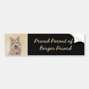 Pegatina Para Coche Pintura de Berger Picard - Arte de Perro Original.