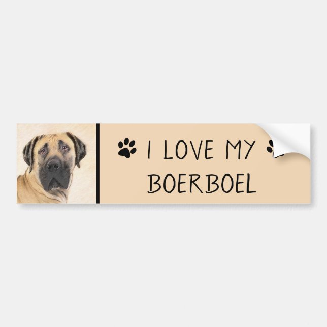 Pegatina Para Coche Pintura de Boerboel - Arte Perro Original Cuto (Frente)