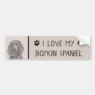 Pegatina Para Coche Pintura de Boykin Spaniel - Arte de Perro Original