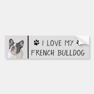 Pegatina Para Coche Pintura de Bulldog francés (Brindle Pied) - Arte d