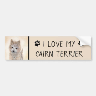 Pegatina Para Coche Pintura de Cachorro de Cairn Terrier - Arte Perro 