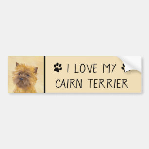 Pegatina Para Coche Pintura de Cairn Terrier - Arte Perro Original.