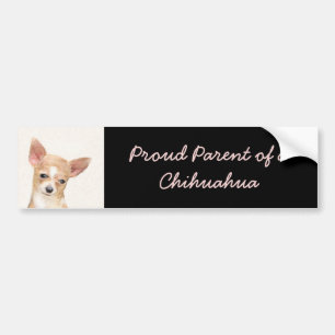 Pegatina Para Coche Pintura de Chihuahua - Arte Perro Original.