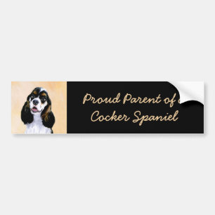 Pegatina Para Coche Pintura de Cocker Spaniel (Parti) - Arte de Perro 