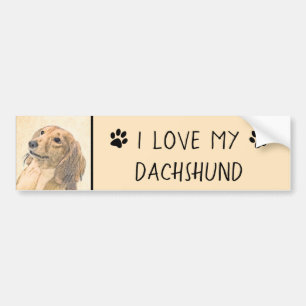 Pegatina Para Coche Pintura de Dachshund (de cabello largo) - Arte Per