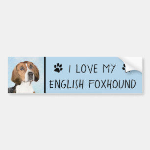 Pegatina Para Coche Pintura de Foxhound inglesa - Arte Perro Original