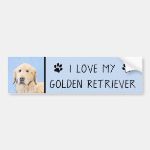 Pegatina Para Coche Pintura de Golden Retriever - Cute original Dog Ar